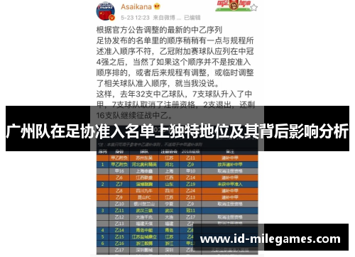 广州队在足协准入名单上独特地位及其背后影响分析
